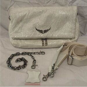 Zadig & Voltaire ‘Rock Swing Your Wings’ distressed leather bag w/both straps.